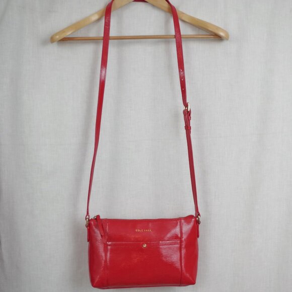 Cole Haan Handbags - Cole Haan Red Patent Textured Leather Crossbody Purse